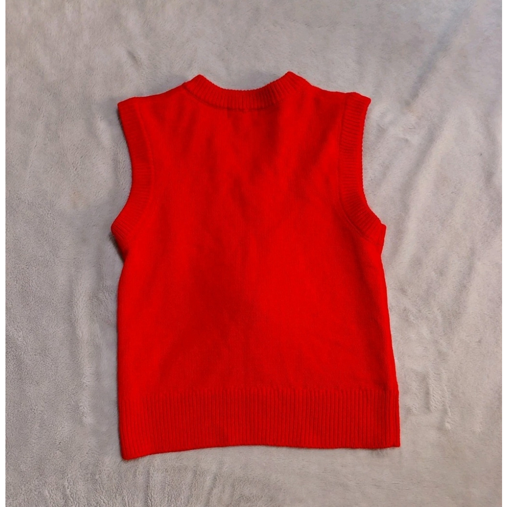 Merry Christmas by Poof NY Red Christmas Holiday Gnome Sweater Pom Pom Vest XS - Picture 5 of 8
